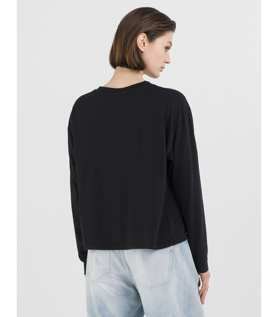 コットンレーヨンロングTシャツ 詳細画像 ライトブラック 2